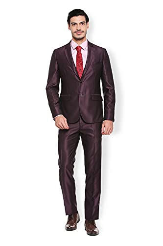 Van Heusen Men’S Poly Viscose Notch Lapel Suit (Vdsueskfj95174_Purple_40 Regularw X N/Al)