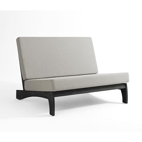 Image of Pia Ricoo 1-Piece Patio Furniture Set, Outdoor Loveseat with 4.5-Inch Thick Cushions, All-Weather Outdoor Sofa for Backyard, Deck, Lawn - Light Camel /Dark