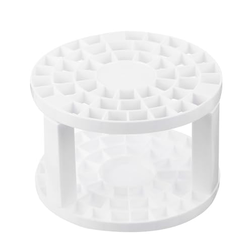 Image of PATIKIL 1pcs White Minimalist Plastic Paint Brush Holder, 49 Holes Round Artist Desk Makeup Pencil Organizer