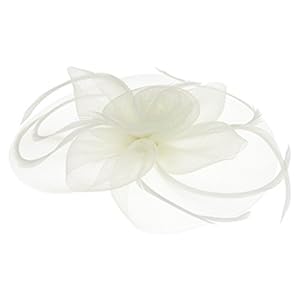 JIAHG Bruid fascinator bloemen mesh hoofdtooi dames haar clip hoed veer haaraccessoires hoofddeksel voor feest kerk bruiloft cocktail