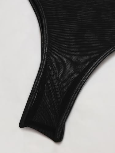 Image of Foxiny Sexy Lingerie Set 3 Piece Women Corset Bodysuit | Sheer Mesh Lace Push-Up Underwire Heart Garter Stocking Plus Size Curvy Exotic Costume Halloween Christmas Valentine's Day