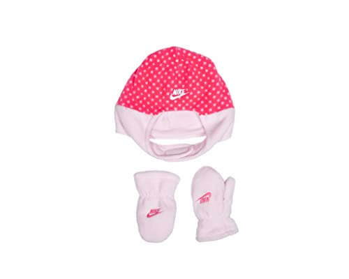 Nike Infant Girls' Beanie with Ear Flaps & Mittens 2-Piece Set - Pink - Infants (One Size Fits All)