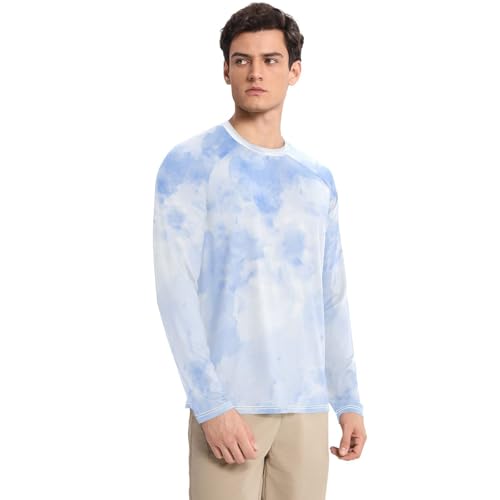 Men Sun Shirts Men's Rash Guard Shirts UPF 50+ Protection Crew Neck Long Sleeve Shirt Grey Marble3