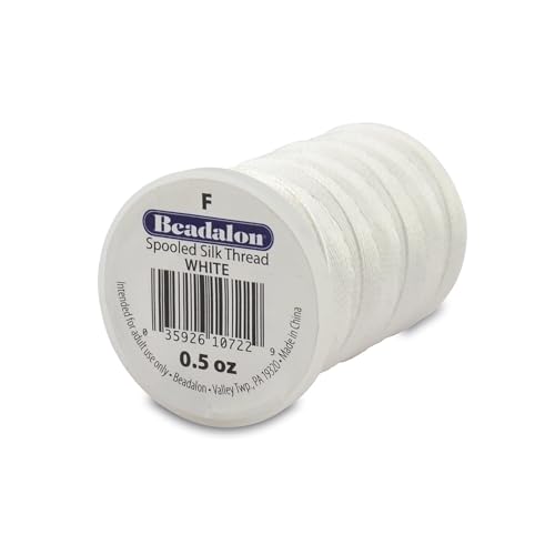 Fil de soie Beadalon blanc de qualité supérieure taille F de 128 mètres