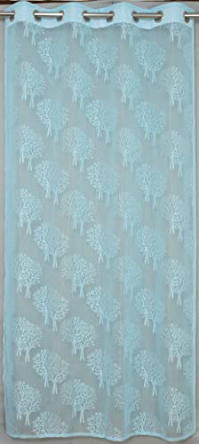 Image of Net Transparent Window Curtain Drapes 5Ft Set of 4 | Sheer Curtain Drapes for Living Room Bedroom Kitchen Balcony | Tissue Light Filtering Panels for Home Office, 4x5 Feet, Aqua Tree