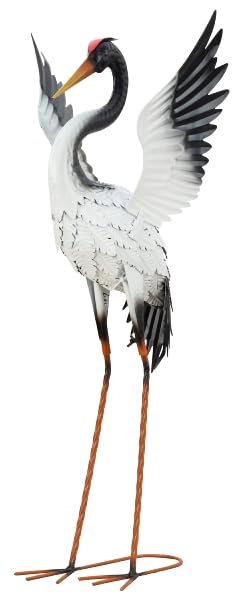 Geschenkestadl XXL Storch 82cm Metall Vogelfigur Teichfigur Haus Garten Dekoration, 882301