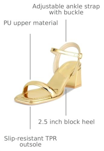 Image of Women's Chunky Block Heeled Sandals Open Toe Strappy Heel