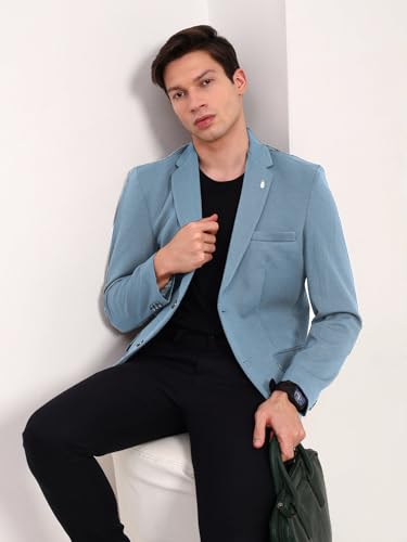Image of SHOWOFFFF Men Solid Single Breasted Casual Blazer | Notched Lapel Full Sleeves Cotton Blazer for Mens | Slim Fit Regular Length Blazer for Men's