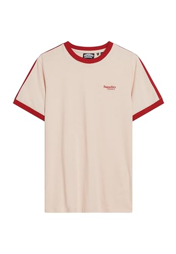 Superdry Herren Essential Retro T-Shirt mit Logo Hafer/Chillirot XXL