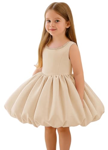 MCieloLuna Cute Flower Girl Dress Puffy Satin First Communion Dresses for Girls 2025 Toddlers Party Mini Gown