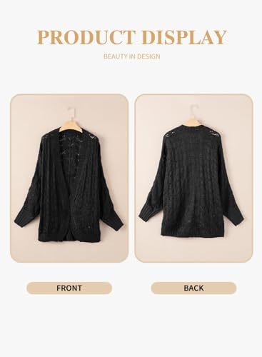 Eytino Womens Plus Size Crochet Cardigan Sweater Long Sleeve Hollow Out Open Front Cardigans Outwear(1X-5X)4