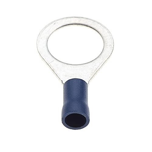 Keple Ring Crimp Terminal - Pack of 100, Blue, 12mm, 16-14 AWG, 30A, Tinned Copper, Insulated Ring Wire Terminals - Image 3