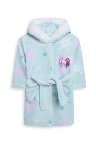 Image of Disney Frozen Dressing Gown Girls – Elsa & Anna Fleece Hooded Robe with Character Hood, Princess Dress Up Sleepwear Loungewear, Warm Kids Nightwear, Birthday & Christmas Gift, Ages 2 to 6 Years