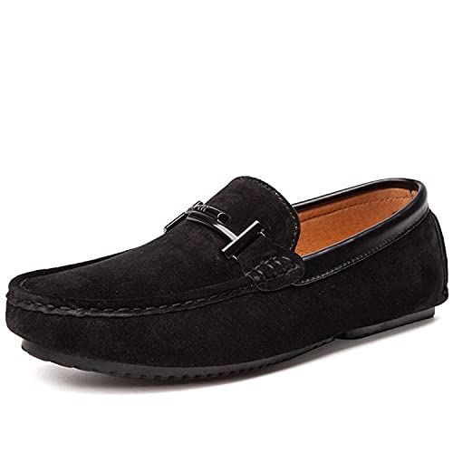 Mens Suede Leather Buckle Fashion Penny Loafers Shoes Dress Moccasins