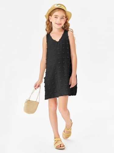 Image of Batermoon Girls Swim Cover Up V Neck Swiss Polka Dot Summer Beach Dress | Kids Cover-Ups, Sleeveless Vacation Swimwuits, Boho Cute Dresses with Pockets 4-14 Years