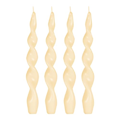 LAMARE Bougie Candélabre Bougie en Forme de SPIRALE Couleur BEIGE Artisanal Fait Main Pack de 4 Mesures 2,5 x 25,5 cm CERABELLA
