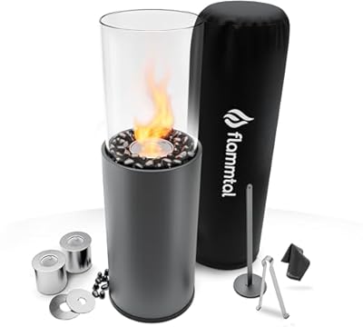 Flammtal - Freestanding Fire Pit [8h Burning Time] - Large Standing Ethanol Fireplace for Indoor & Outdoor - Smokeless Fire Pit with Adjustable Flame - Portable Indoor Fire Pit - Patio Fire Pit
