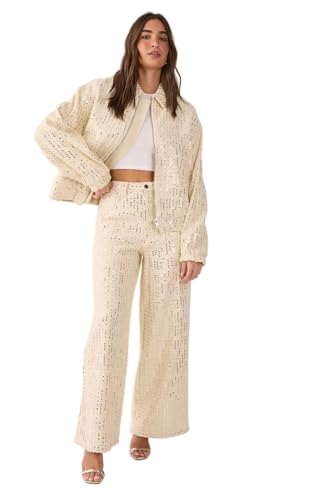 Nasty Gal Denim Sequin Wide Leg Jeans