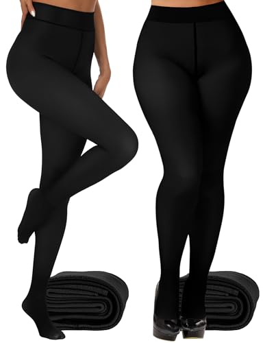 Image of Buauty Fleece Lined Thermal Opaque Tights,Womens Thick Winter Tights High Waist Tummy Control Warm Fashion Pantyhose