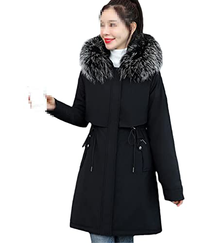 Vogrtcc Women Down Cotton Coat Winter Warm Parka Overcoat Hooded Fur Collar Jacket Casual