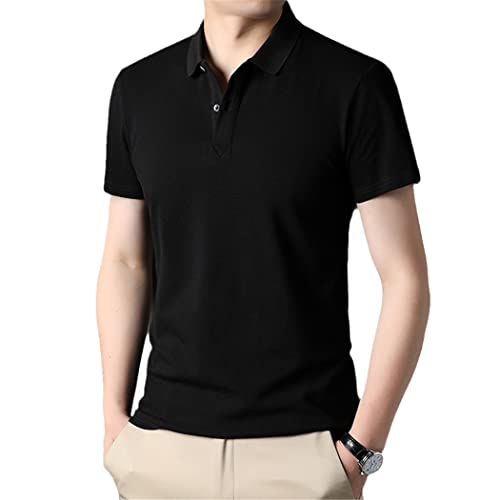 Polo noir homme manches courtes en pur coton d'été de haute qualité