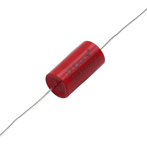 FLEOR Condensadores de tono MKP naranja 223J .0022uF 400V estilo axial condensadores de película de polipropileno metalizado para bajo o guitarra, 1 unidad