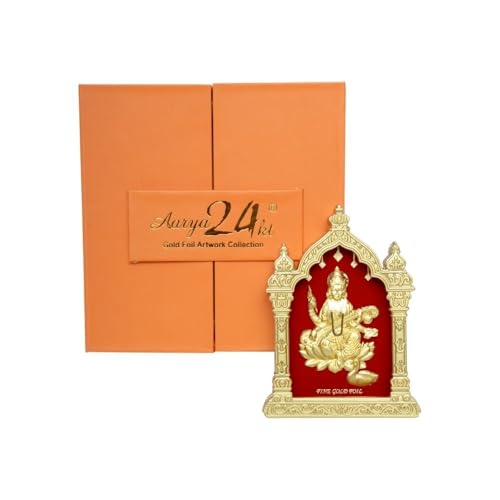 Image of EKA Temple Series Saraswati Maa Tabletop|Gold Foil Goddess Saraswati |Showpiece for Study Table, Home Temple & Office Decor|Ideal Gift for, Festivals & Housewarming- 9cm x 4cm x 11cm