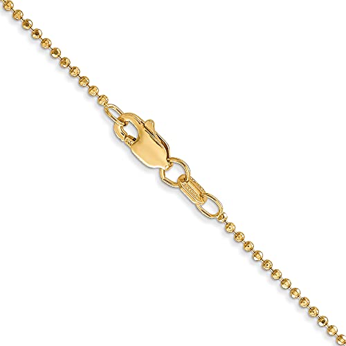 IceCarats 14K Solid Yellow Gold 1.2mm Beaded Ball Chain Necklace3