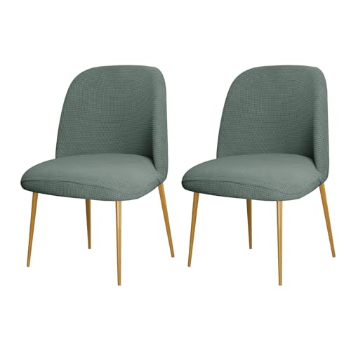 JHOMHF Juego De Fundas For Sillas De Comedor Con Respaldo Curvo Elásticas De 1/2/4/6 Piezas, De Estilo Moderno Mediados Siglo Sin Brazos For Decoración Cocina Sala De Estar Comedor(Green,2pcs)