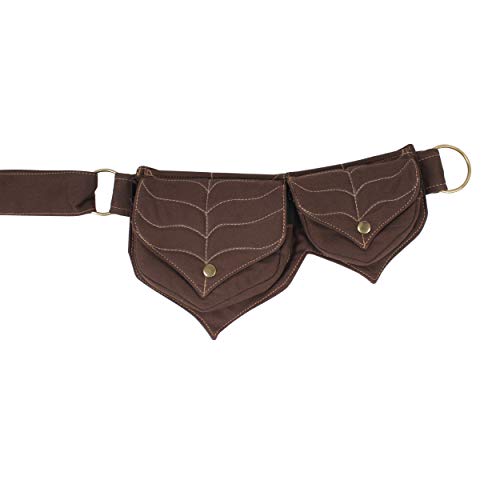 Image of Cotton two Leaf Pocket Waist Belt-Brown