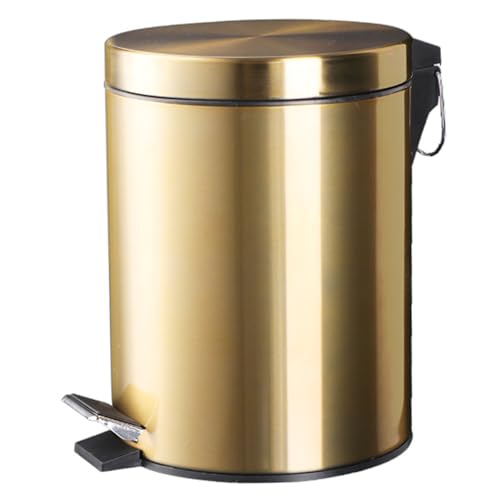 Consejos para Comprar Basura en el bote al mejor precio. 46 Bote de basura de metal para baño de 2,1 galones/8 litros con tapa - Bote de basura pequeño para baño, diseño elegante de bote de basura para el hogar, la oficina (dorado) Bote...