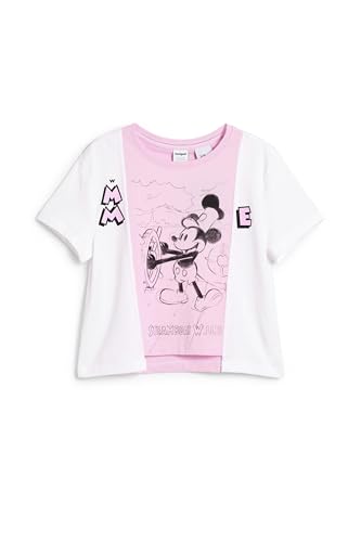 T-Shirt Mickey Desigual Fille haut blanc coton manches courtes
