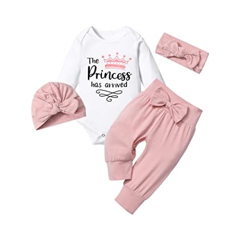 BAVADER Baby Girl Clothes 0-3 Months Baby Clothes for Girls Long Sleeve Romper Pant Sets Pink Baby Girl Outfits 0-3 Months Baby Girl Clothes The Princess Has Arrived Cover