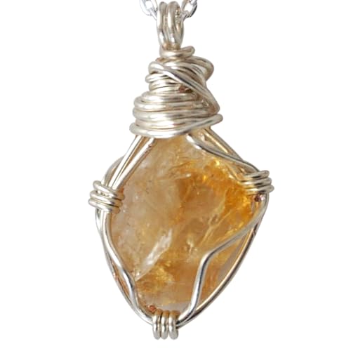 Designs by Nature Gems - Designs by Nature Gems – Handcrafted Simple Birthstone Necklace with Citrine Crystal in Silver Plated Copper | Reversible Design for Women | November Birthstone for Self-Confidence & Creativity