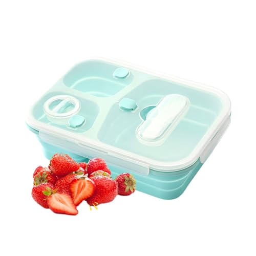 Ruyeiig Boîte à déjeuner pour adulte - Boîte à déjeuner pliable pour adulte - Boîte à salade anti-fuite - Boîte à déjeuner portable - Compartiments - Boîte à déjeuner en silicone - Pour adultes