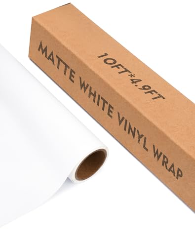 Image of 10ft x 4.9ft Matte White Car Vinyl Wrap Roll, Durable Easy Application Automotive Wrapping Film for Car Body Protection (Matte White)