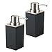 mDesign distributeur de savon rechargeable (lot de 2) – contenance 296 ml – distributeur savon pour un dosage très facile – distributeur de savon liquide ou de lotion noble en plastique – noir/argenté