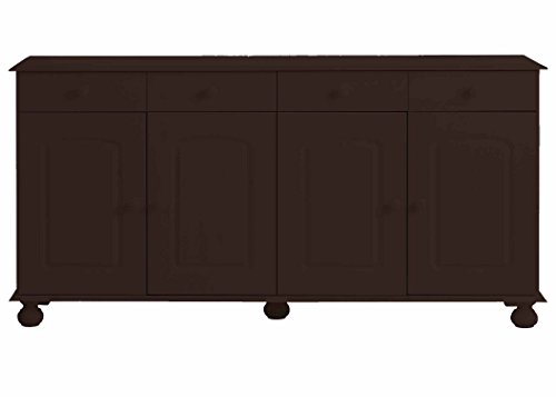 Image of APRODZ Solid Wood Sideboard Cabinet for Living Room | Wooden Storage Cabinet with 3 Drawers Doors | Kitchen Crockery Cabinet | Drawer Cabinet for Dining Room Bedroom | 161x35x79 cm,Eastern Brown Stone