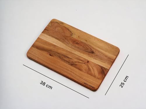 Vesta Homes Wooden Chopping Board, Cutting Board, Serving Board, Charcuterie, and Cheese Board for Kitchen | Natural Acacia Wood | 38x25x1.5 cm | Handcrafted in India