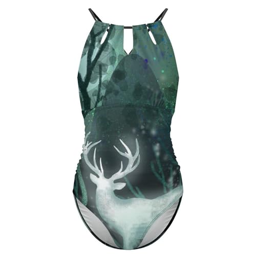 Maillots de bain une pièce femme Cerf de Forêt imprimé
