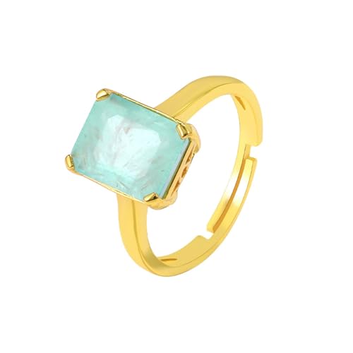 Bague Solitaire Réglable pour Femme : Éclat Vert Menthe Idéal au Quotidien
