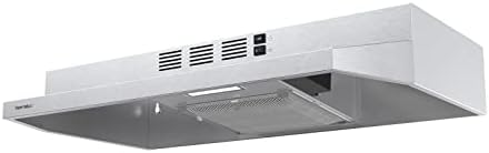 Hermitlux Range Hood 30 Inch Under Cabinet, Convertible Kitchen Exhaust Fan, Stainless Steel Vent Hood with LED Light