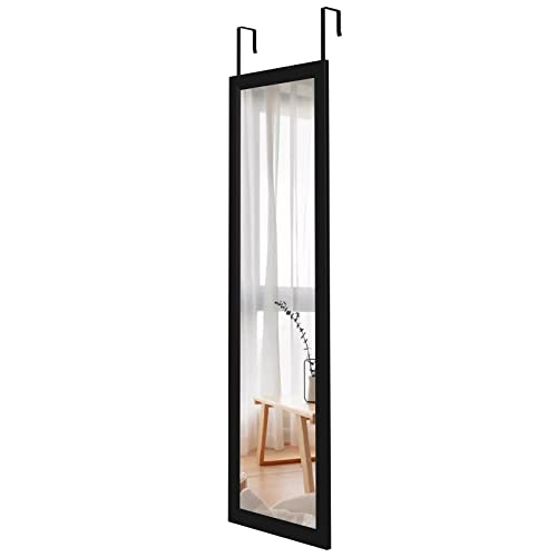 Dripex Miroir Mural Suspendu, Miroir Mural Dressing en Verre Trempé avec Deux Crochets, 110 X 33cm - Noir