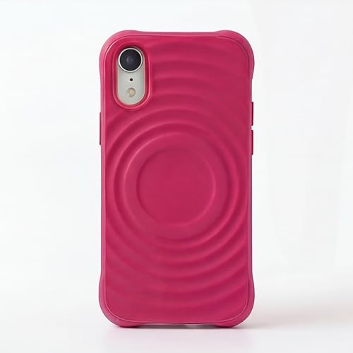 Image of amazon basics Shockproof Case for iPhone XR | Ripple Pattern | Camera Protection | Protective Cover with Enhanced Grip & Wireless Charging Support - Maroon Red