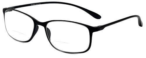 Calabria Reading Glasses - 720CB Clear Bi-Focal Flexie in Ebony +1.50