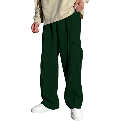 Girls Boys Basic Solid Straight Leg Cargo Sweatpants Athletic Casual Kids Pull on Track Pants with Pockets for 5-15 Years