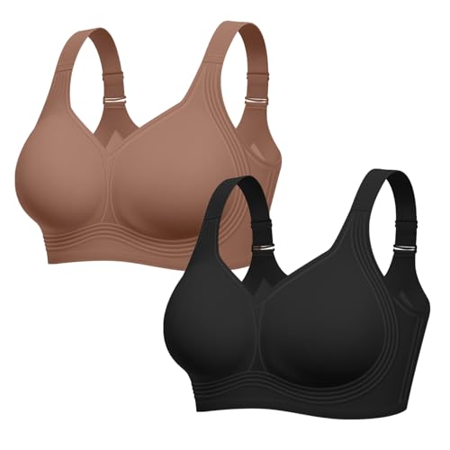 Image of LetsJoli Bras for Women Supportive Wireless Push Up Bra Full Coverage No Underwire Seamless Plus Size for Older Women