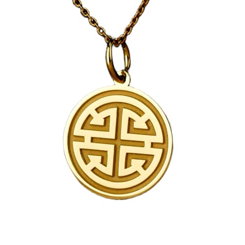 Pendentif symbole Zi en argent 925 plaqué or, le style Feng Shui qui dure