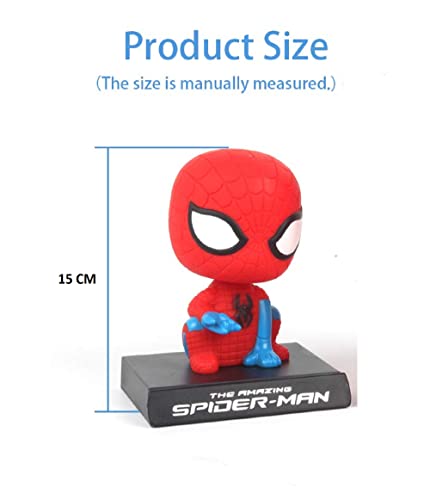 Image of AUGEN Super Hero Spider Action Man Figure Limited Edition Bobblehead with Mobile Holder for Car Dashboard, Office Desk & Study Table (Pack of 1)