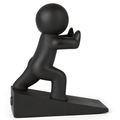 Cute Door Stopper Wedge, Non-Slip Door Stops for Bottom of Door, Keep Doors Open for Kids Pets, Black, 1 Pack (Patented)